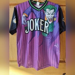 Boys L Joker Baseball Jersey, Batman Baseball Bash, Pinstripe, Game Day